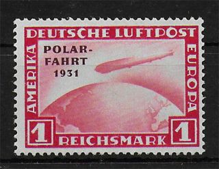 Dt.  Reich 1 Rm.  Polarfahrt Zeppelin Flugpost 1931 Mnh Cv $ 660.  -