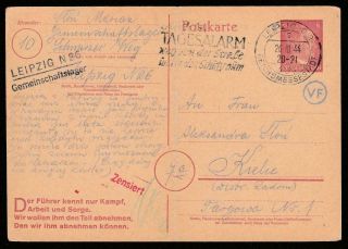 Wwii Pow Leipzig N26 Lager 1944 Stationery Card To Kielce,  Bended