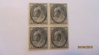 Canada 1898 1/2 Cent Black Queen Victoria Block Of 4 Stamps.