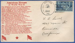 W436 - Wwii 1943 Patriotic Cover " American Heroes " 5c Lincoln,  Sun Yat - Sen China