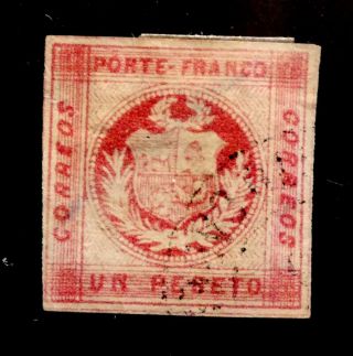 Peru: 1860 Classic Era Stamp Scott 10 Sound Cv $42.  50