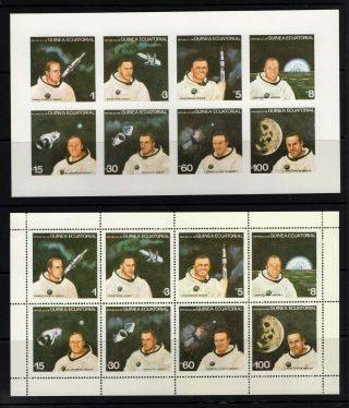 Equatorial Guinea Michel 1411a - B Space Set Mnh Perf And Imperf Sheets Of Eight