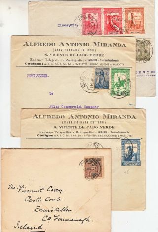 Cabo Verde - Portugal Colony - 4x Covers 1909 - 1941