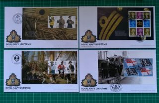 2009 Royal Navy Uniforms Psb Prestige Book Panes Set Of 4 Covers 4 Different Pmk