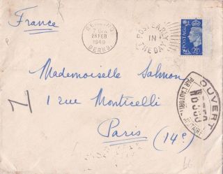 G.  B 1940 Cover Reading To France With French Oval Censora