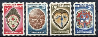 Congo (brazzaville) 12.  12.  1967 - Congolese Masks - Mnh Set Of 4 Hk842d