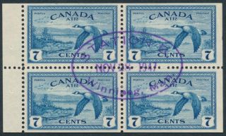 Canada C9a 7c Canada Geese Airmail Booklet Pane,  At Winnipeg 3 Days Early