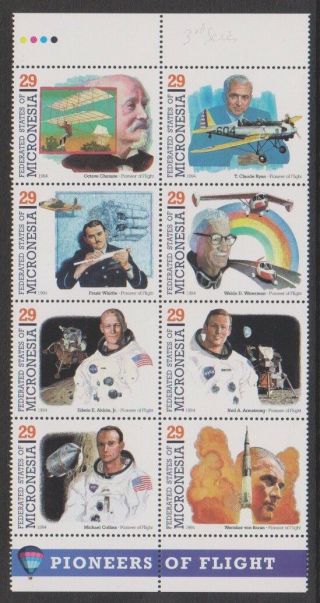 Micronesia - 1994,  Pioneers Of Flight,  3th Series Block Of 8 - Mnh - Sg 364/71