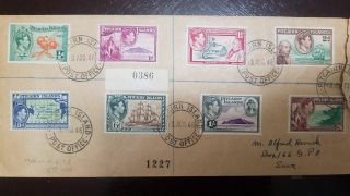 L) 1949 Pitcairn Islands,  3d,  King George Vi,  Blue,  Map,  Boat,  Orange,  John Adam