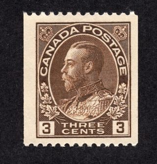 Canada 134 3 Cent Brown George V Admiral Issue Coil Perf 12 Mnh