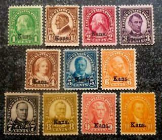 Buffalo Stamps,  Scott 658 - 668 Kansas Overprints,  Nh/og & F/vf,  Cv = $485