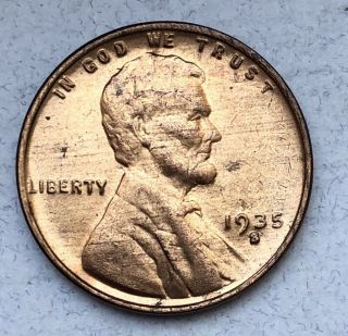 1935 - S Lincoln Cent 1c Penny Bu Red