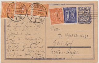 Germany Dr 1923 (1.  1. ) P.  St.  Inflat.  Card P 148 Uprat.  Hamburg To Bergedorf