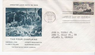 Four Chaplains 956 Us First Day Cover 1948 Fulton Cachet Fdc