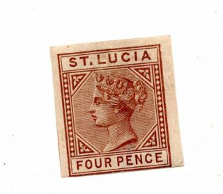 St.  Lucia Sc 33? Queen Victoria 4 Pence Imperf Stamp Id 251