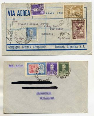 Argentina 1933 - 34 Trio Of Commercial Airmail Covers From Buenos Aires To Uk