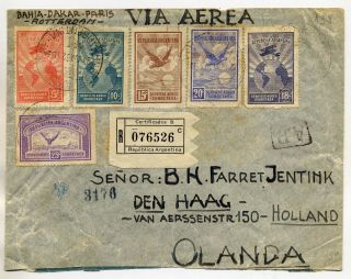Argentina 1932 Registered Airmail Cover From Buenos Aires To The Hague Holland