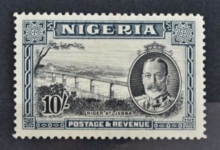 Nigeria,  Kgv,  1936,  10s.  Black & Grey Value,  Sg 44,  Mm,  Cat £90.