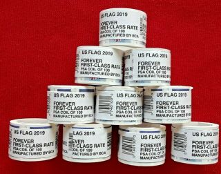 One Roll /Coil of 2019 US FLAG USPS FOREVER Postage Stamps Mfg by BCA 5343 4