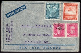 552 Chile To Germany Air Mail Cover 1934 Air France Santiago - Berlin