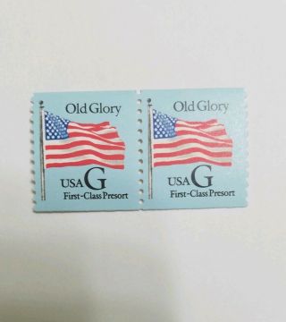 2x G First - Class Presort Stamps American Flag Blue W/ Black G Old Glory Mnh