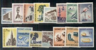 South West Africa 266 - 80 Complete Set,  Og,  Nh,  Vf,  Scott $49.  45