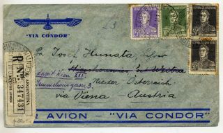 Argentina 1934 Regd Condor Airmail Cover From Buenos Aires To Austria 1.  35p Rate