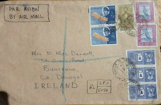 Nepal 1964 Registered Airmail Cover With 8 Stamps & Singha Durbar Cancel Ireland
