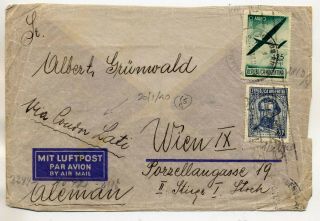 Argentina 1940 Lati Airmail Wwii Censored Cover From Buenos Aires To Austria