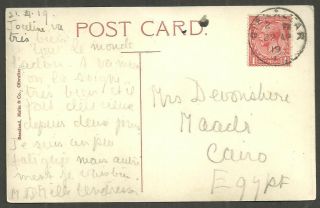 George V 1d Red Cancelled In Gibraltar Cds 1919 Post Card To Cairo