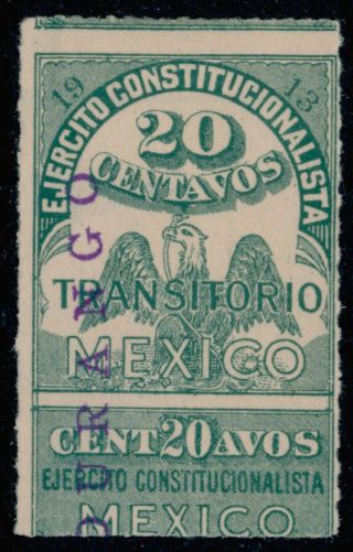 Ac40 Mexico Revenue Rv 23a 20ctv 1913 Ejercito Durango Mr $7.  50