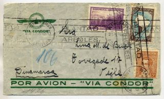 Argentina 1940 Censored 1.  45p Airmail Cover From Buenos Aires To Vejle Denmark