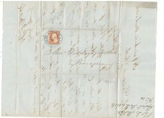 1856 Folded Letter,  Blue Cds Apalachicola,  Fl,  Ref: Com.  Ad Letter Sheet