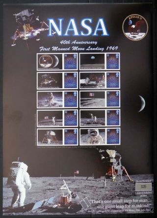 Gb 2009 Smiler Sheet Nasa Moon Landing Apollo 11 Limited Edition No 28/200 Np688