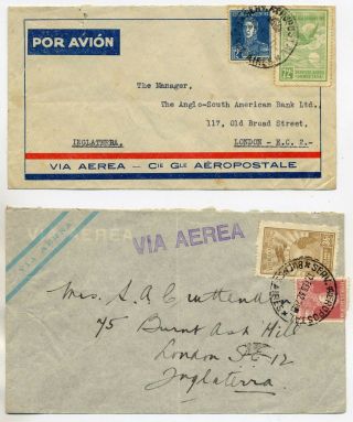 Argentina 1932 Trio Of Commercial Airmail Covers From Buenos Aires To England