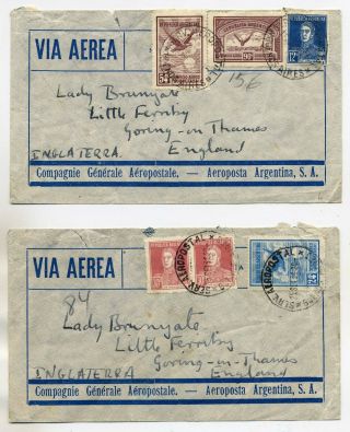 Argentina 1931 Trio Of Commercial Airmail Covers From Buenos Aires To England
