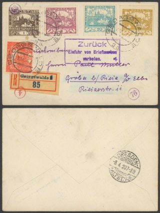 Czechoslovakia 1920 - Registered Cover To Germany & Return 30240/49
