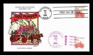 Dr Jim Stamps Us Fire Pumper Combo Hand Colored Collins Fdc Cover