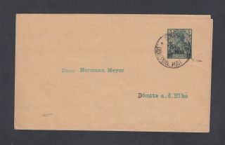 German Offices In Turkey 1901 10 Para Surcharged Ps Wrapper Smyrna To Domitz