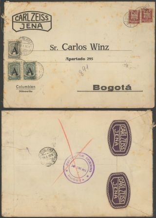 Germany 1929 - Air Mail Cover Jena To Bogota Colombia 34823/33