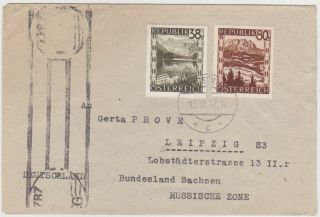 Austria 1947 (15.  3. ) Cover Leutschach (stmk. ) Brt.  Z.  Censor Franking To Leipzig Germ.