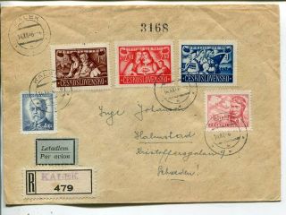Czechoslovakia Reg Air Mail Cover To Sweden 1948