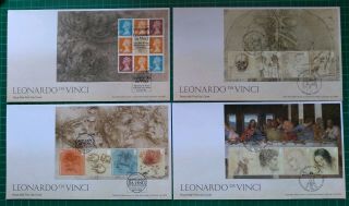 2019 Leonardo Da Vinci Set Of 4 Psb Booklet Pane Fdc 4 Diiferent Postmarks