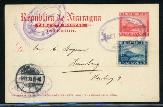 Nicaragua Postal History: Lot 39 1900 Uprated Momotombo Managua - Hamburg $$$