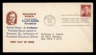 1956 Fdc 1040 Woodrow Wilson 7c