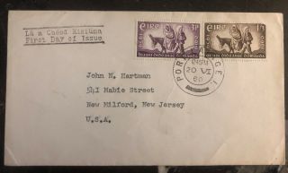 1960 Waterford Ireland First Day Cover Fdc To Milford Nj Usa