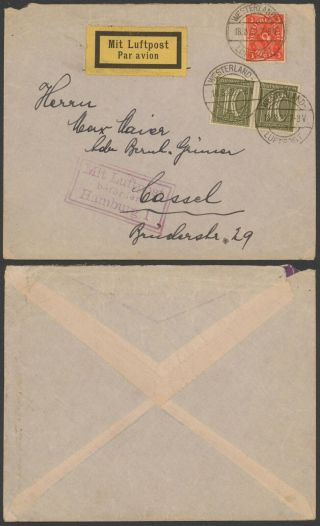 Germany 1922 - Air Mail Cover Westerland To Cassel 30510/3