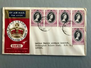 Singapore 1953 Coronation Qantas Airlines Coronation Flight First Day Cover