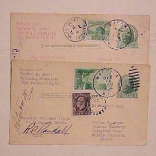 Canada Autograph Pilot 1936 Also 1932 Both Wacunia & Emergency 2c & 4cents