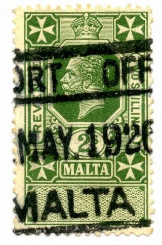 Malta 1926 Gv 2/ - Unappropriated Revenue Part Passport Office Cancel Fiscal Duty